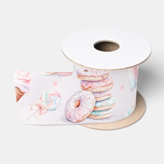 Sweet treats cake birthday party satin ribbon (Spool)