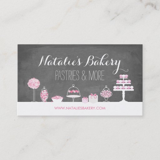 Customizable Sweet Treats Chalkboard Bakery Business Card
