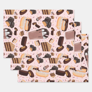 Sweet Treats Chocolate Donut Mocha Peanut Butter Wrapping Paper Sheets