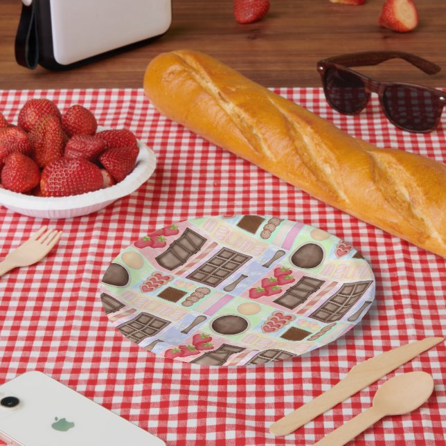 Sweet Treats Chocolate Fondue Dessert Marshmallow Paper Plates (Picnic)