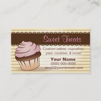 Sweet Treats Cupcake Dessert Bakery Business Card by DesignsByLydia at Zazzle