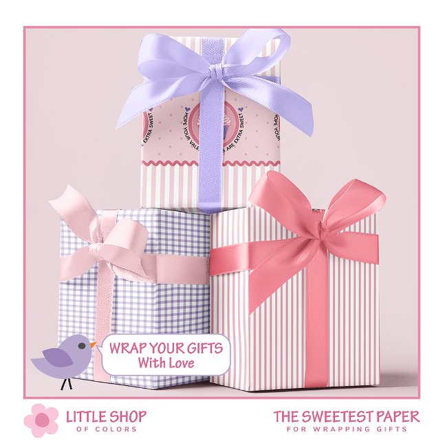 Sweet Treats Cupcake Valentines Day Wrapping Paper Sheets (Creator Uploaded)