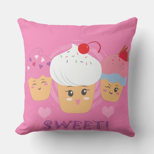 Sweet Treats - Cupcakes! Throw Pillow (Front)