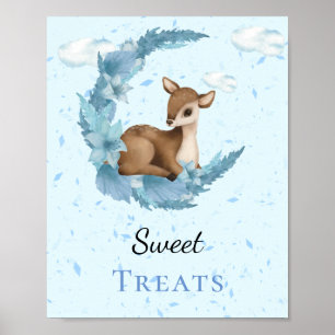 Sweet Treats Cute little Bambi blue clouds dust Poster