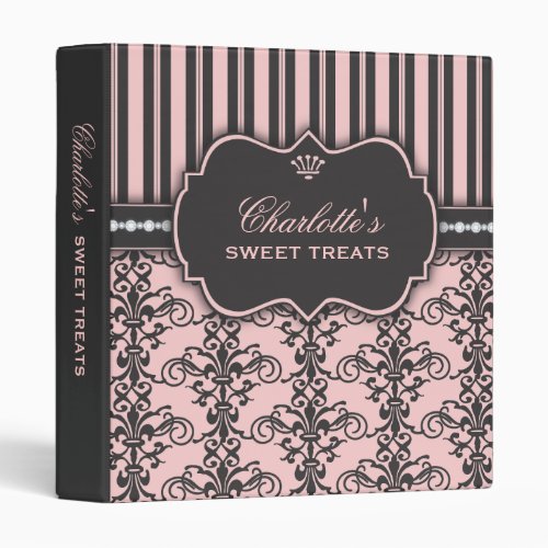 Sweet Treats Damask  Stripe Dessert Recipe Binder