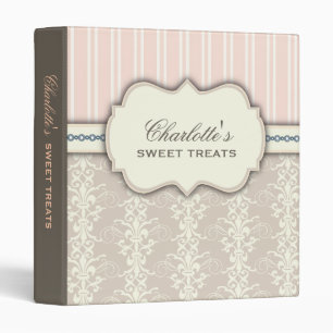 Sweet Treats Damask & Stripe Dessert Recipe Binder