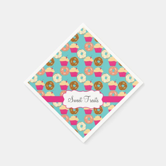 Sweet Treats, Donuts & Cupcakes Paper Napkins (Corner)
