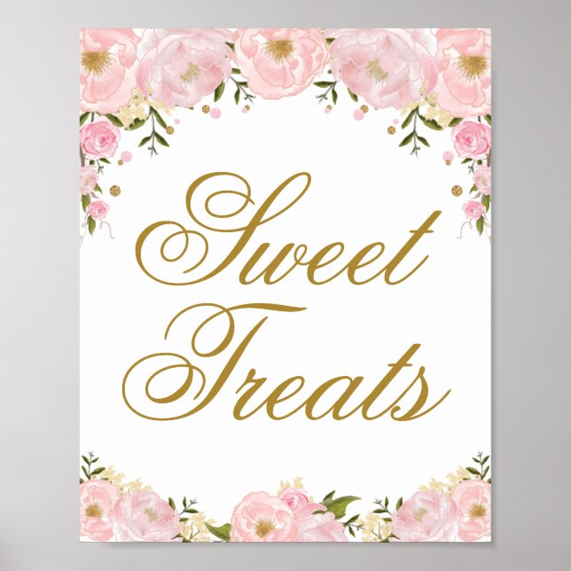 Sweet Treats Floral Wedding Shower Birthday Decor (Front)