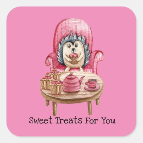 Sweet Treats For You _ Porcupine Valentine Card  Square Sticker