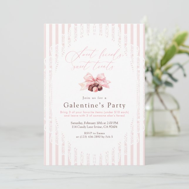 Sweet Treats Galentine’s Party Invitation (Standing Front)