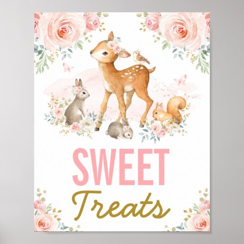 Sweet Treats  Girly Woodland Animals Party Poster