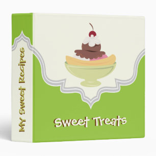 Sweet Treats green, ivory recipe binder