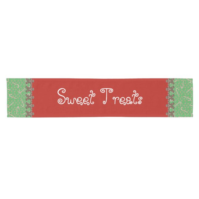 Sweet Treats Holiday Candy Buffet Gingerbread Men Short Table Runner (Horizontal)