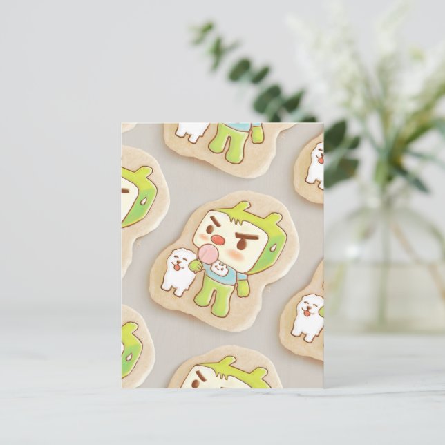 Sweet Treats: Iron T & Smiling Bichon Iced Cookies Announcement Postcard (Standing Front)