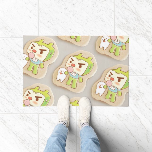 Sweet Treats: Iron T & Smiling Bichon Iced Cookies Doormat (Indoor)