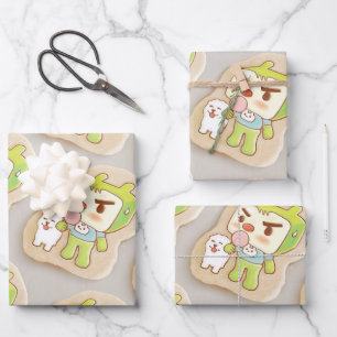 Sweet Treats: Iron T & Smiling Bichon Iced Cookies Wrapping Paper Sheets