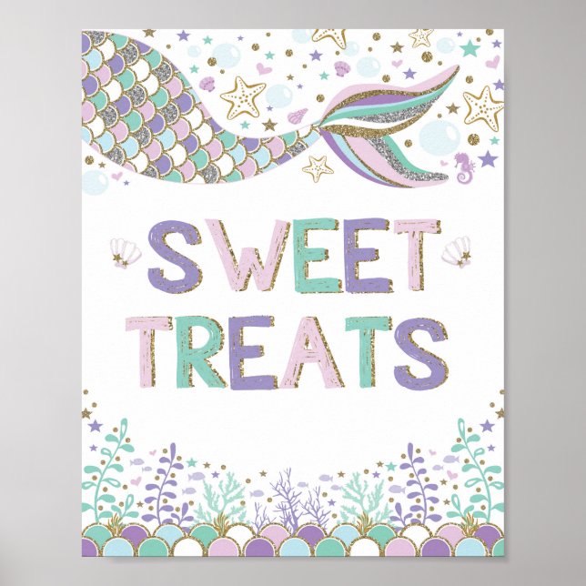 Sweet Treats Mermaid Birthday Favors Decoration (Front)