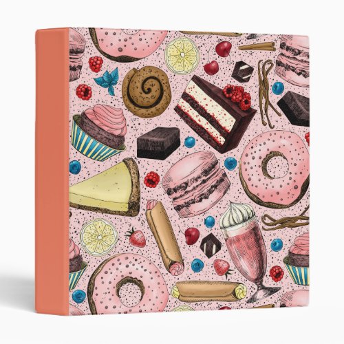 Sweet treats on pink 3 ring binder