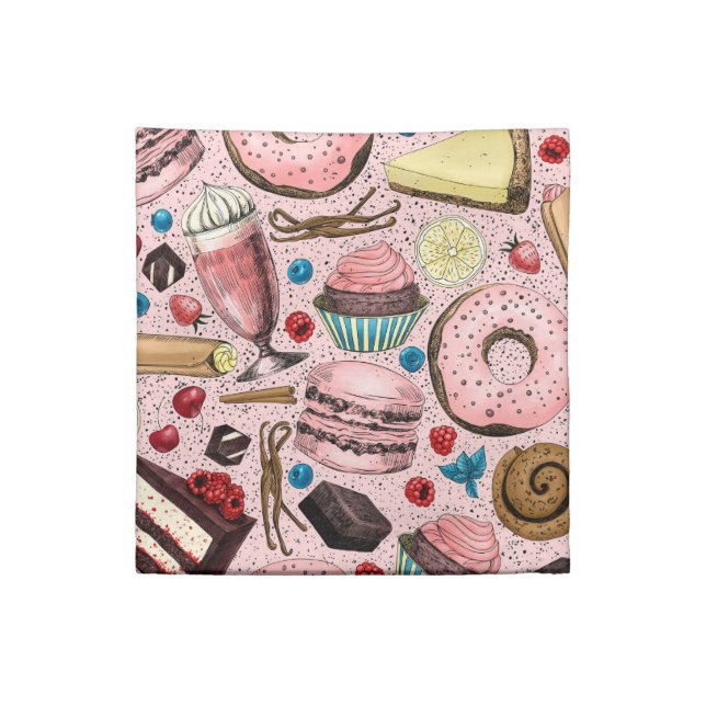Sweet treats on pink cloth napkin (Quarter Fold)
