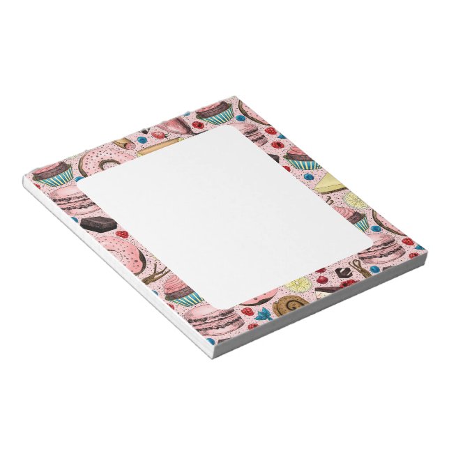 Sweet treats on pink notepad (Angled)