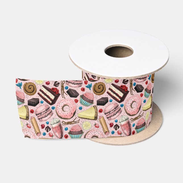 Sweet treats on pink satin ribbon (Spool)