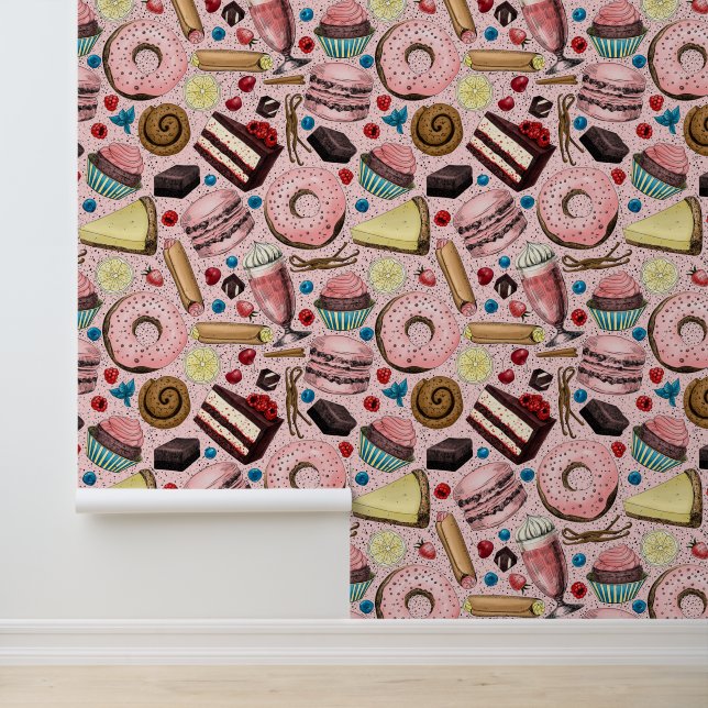 Sweet treats on pink wallpaper  (Application)