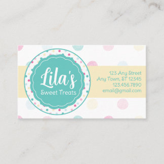 Sweet Treats Party Fun Colorful Dot Pattern Custom Business Card