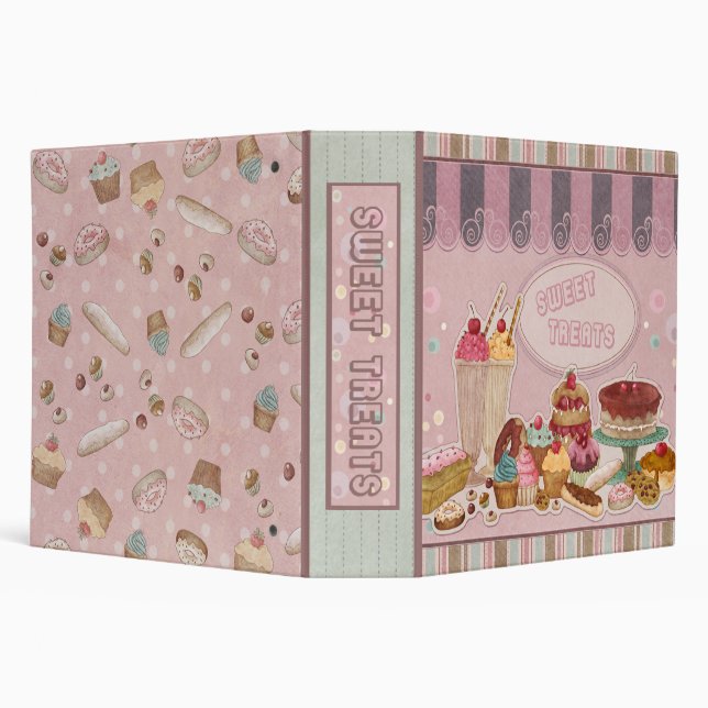 Sweet Treats Pink 3 Ring Binder (Background)