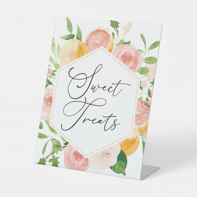 Sweet Treats Pink Citrus Fruit  Pedestal Sign (Front)