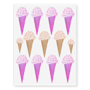 Sweet Treats Pink Ice Cream Cones Temporary Tattoos