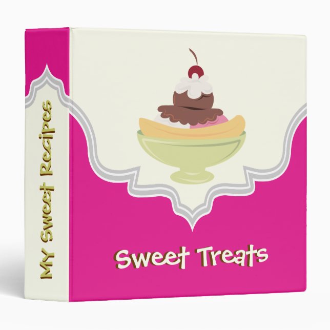 Sweet Treats pink, ivory recipe binder (Front/Spine)
