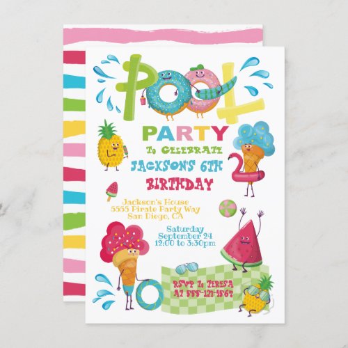 Sweet Treats Pool Party Invitations