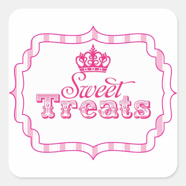 Sweet Treats Princess Party Favor Birthday Sticker (Front)