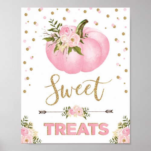 Sweet Treats Pumpkin Birthday Baby Shower Favors Poster