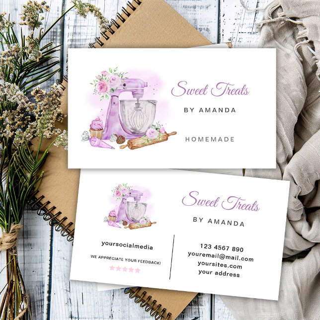 Sweet Treats Purple Bakery  Business Card (Creator Uploaded)
