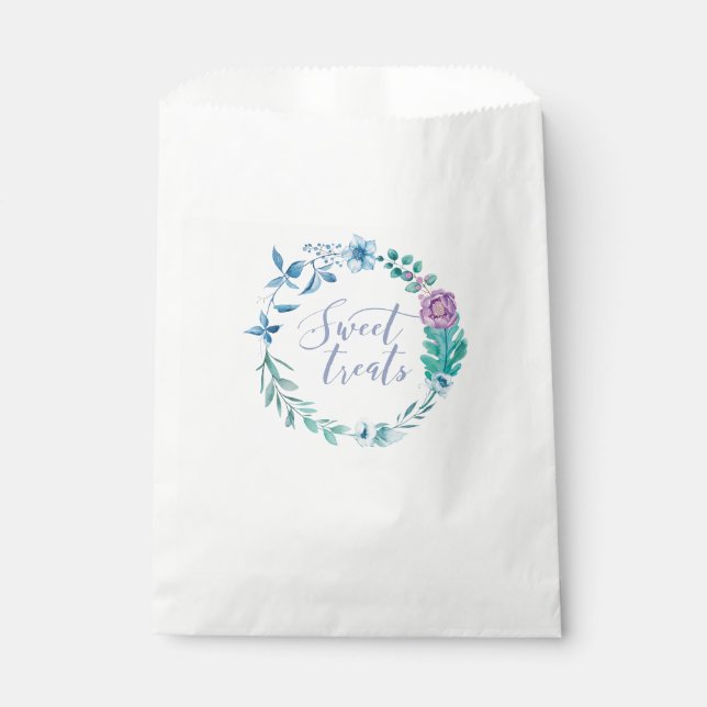 Sweet Treats purple floral Wedding Favor Bags (Front)