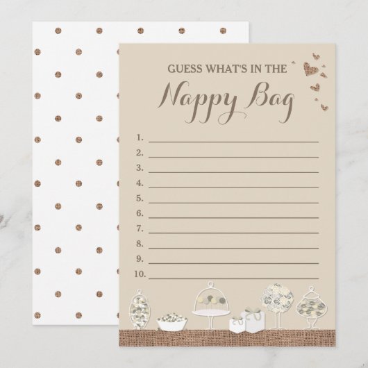 Sweet Treats Rustic Baby Shower Guessing Game (Front/Back)