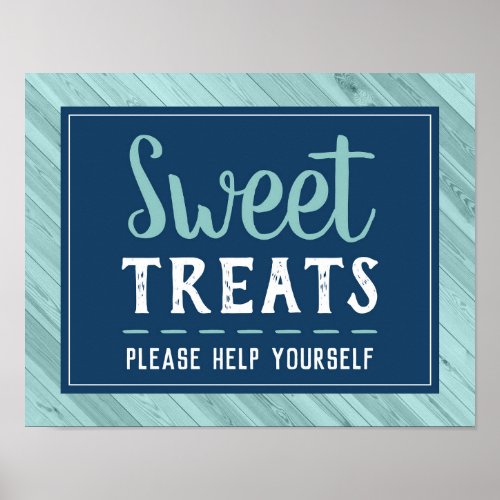 Sweet Treats Sign Blue and Aqua Poster