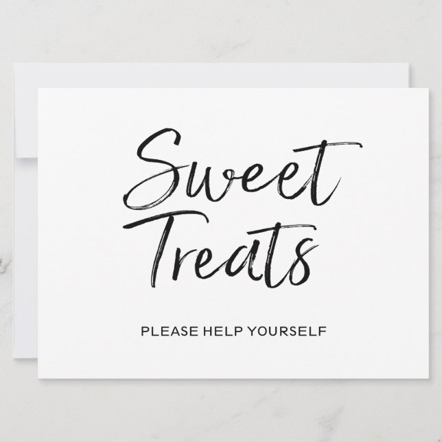 "Sweet Treats" Wedding Sign | Stylish Lettered Invitation (Front)