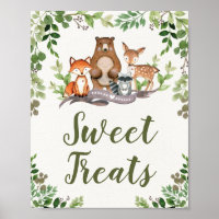 Sweet Treats Woodland Forest Baby Shower Favors Poster