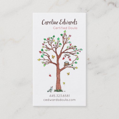 Sweet Tree with Nest and Hearts Business Card