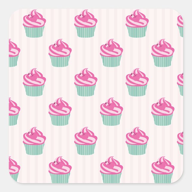 Sweet Trendy Cup Cakes  Square Sticker (Front)