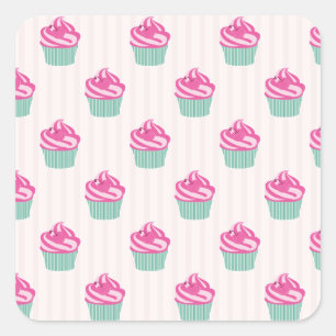 Sweet Trendy Cup Cakes Square Sticker