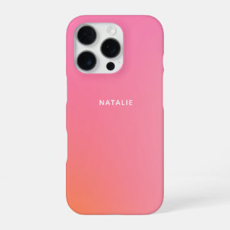 Sweet Trendy Pink Orange Ombre Tie Dye Customized iPhone 16 Pro Case