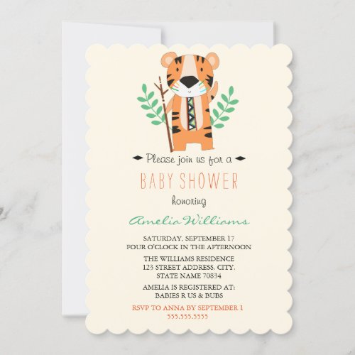 Sweet Tribal Tiger Baby Shower Invitation