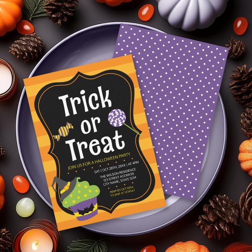 Sweet Trick or Treat Halloween Party Invitation