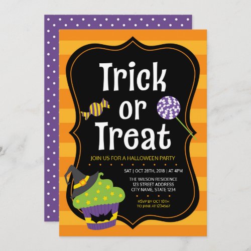 Sweet Trick or Treat Halloween Party Invitation