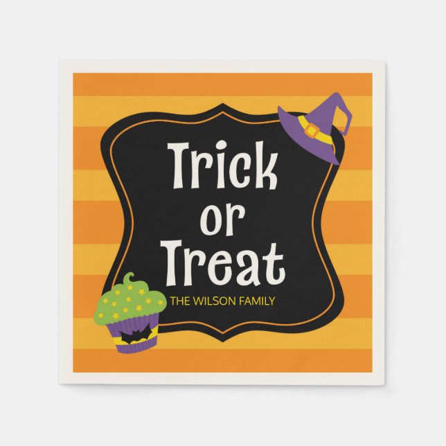 Sweet Trick or Treat Halloween Party Paper Napkins (Front)