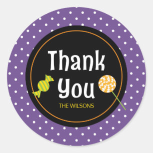 Sweet Trick or Treat Halloween Thank You Classic Round Sticker