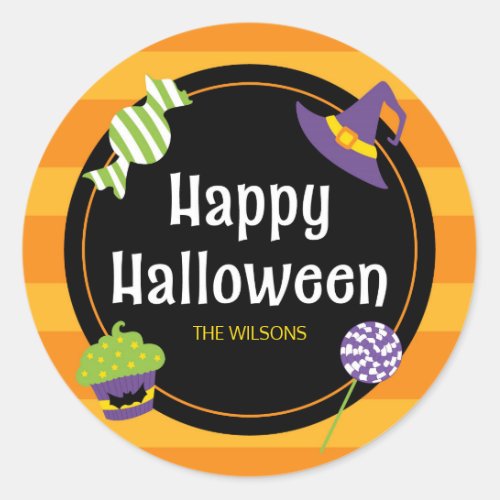 Sweet Trick or Treat Happy Halloween Party Classic Round Sticker